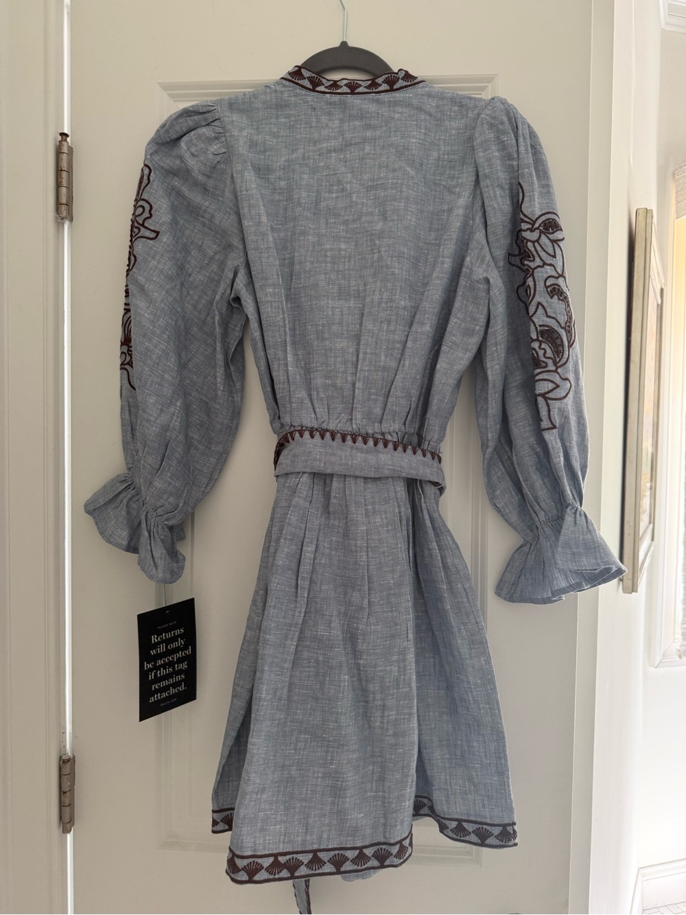Tuckernuck Hyacinth House Embroidered Tie-Waist Mini Dress - Picture 4 of 4